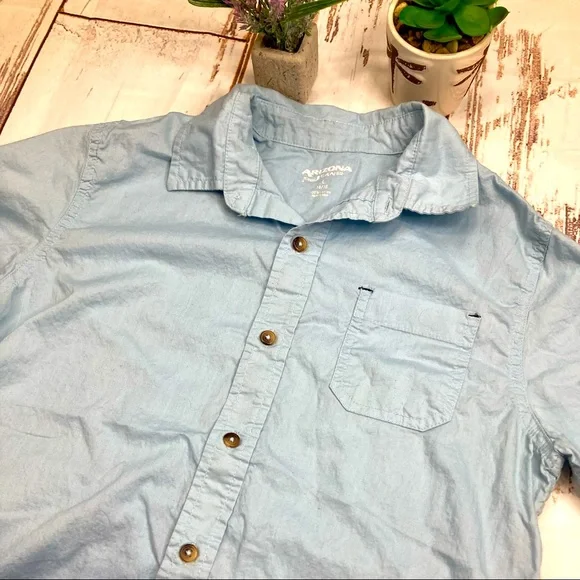 Arizona Jean Button Down Shirt Ombré Short Sleeve Collared Sz 14/16 - Picture 3 of 7